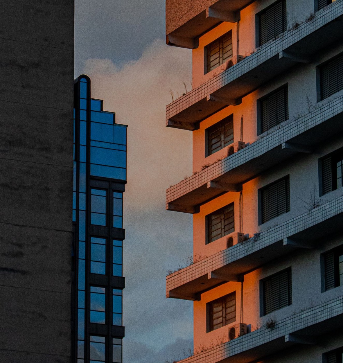 Sunlit exterior of a multifamily property
